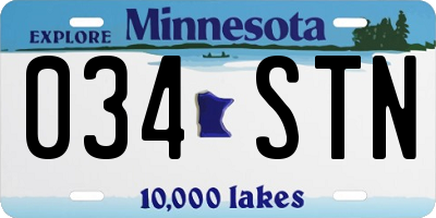 MN license plate 034STN