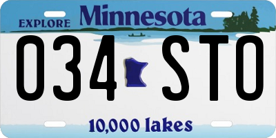 MN license plate 034STO