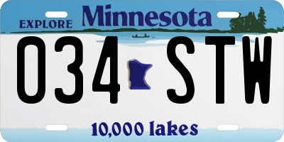 MN license plate 034STW
