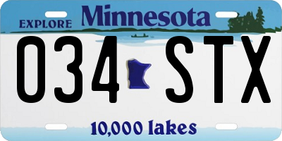 MN license plate 034STX