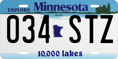 MN license plate 034STZ
