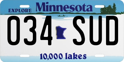 MN license plate 034SUD