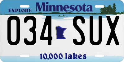 MN license plate 034SUX