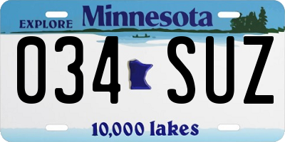 MN license plate 034SUZ