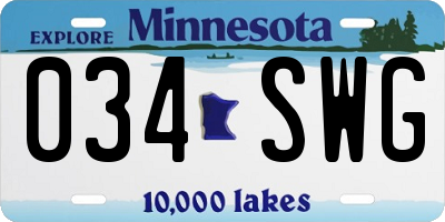 MN license plate 034SWG