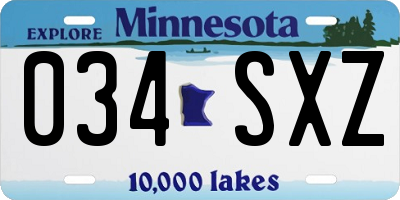 MN license plate 034SXZ