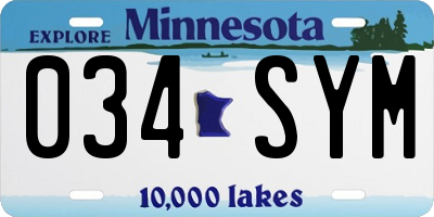 MN license plate 034SYM