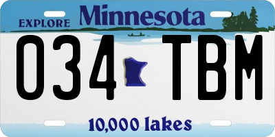 MN license plate 034TBM