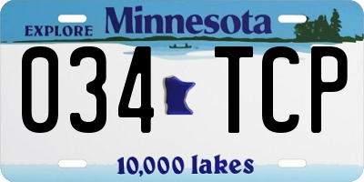 MN license plate 034TCP