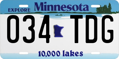MN license plate 034TDG