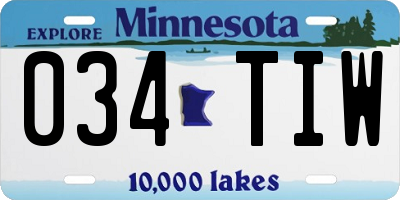 MN license plate 034TIW