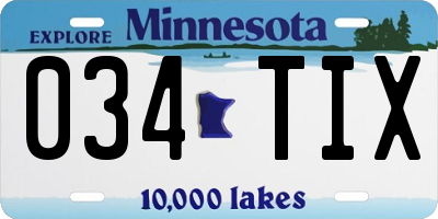 MN license plate 034TIX