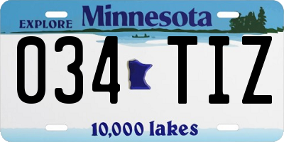 MN license plate 034TIZ