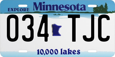 MN license plate 034TJC