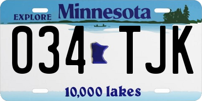MN license plate 034TJK