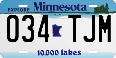 MN license plate 034TJM
