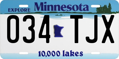 MN license plate 034TJX