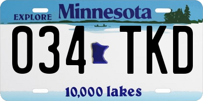 MN license plate 034TKD