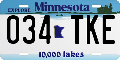MN license plate 034TKE