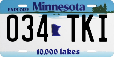 MN license plate 034TKI