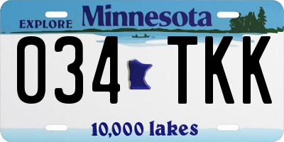 MN license plate 034TKK