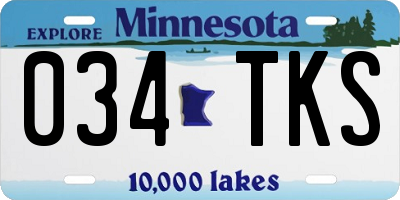 MN license plate 034TKS