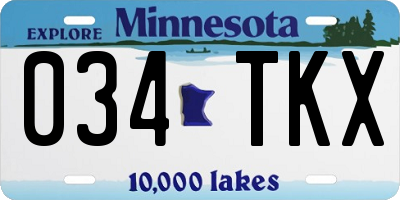 MN license plate 034TKX