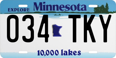 MN license plate 034TKY