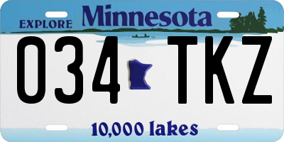 MN license plate 034TKZ