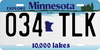 MN license plate 034TLK