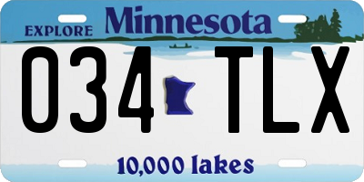 MN license plate 034TLX