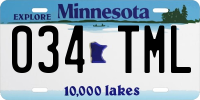 MN license plate 034TML