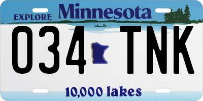 MN license plate 034TNK