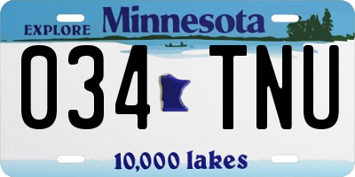 MN license plate 034TNU