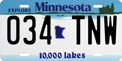MN license plate 034TNW