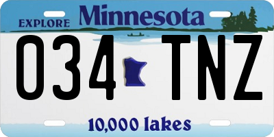 MN license plate 034TNZ