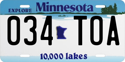 MN license plate 034TOA