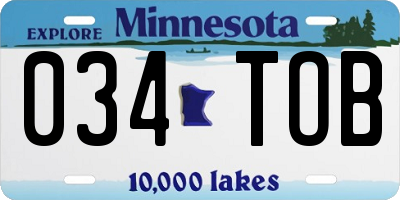 MN license plate 034TOB