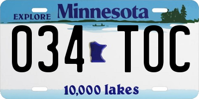 MN license plate 034TOC