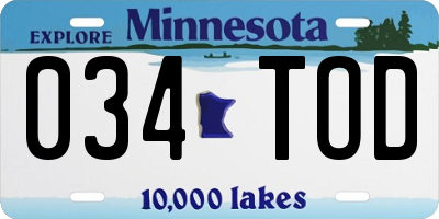 MN license plate 034TOD