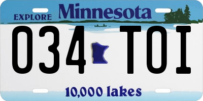 MN license plate 034TOI