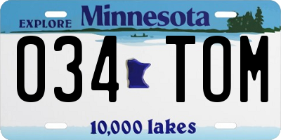 MN license plate 034TOM