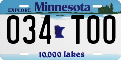MN license plate 034TOO