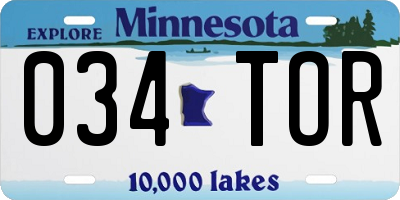 MN license plate 034TOR