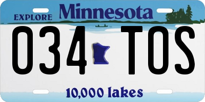 MN license plate 034TOS