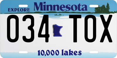 MN license plate 034TOX