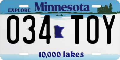 MN license plate 034TOY