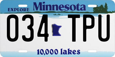 MN license plate 034TPU