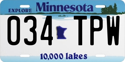 MN license plate 034TPW