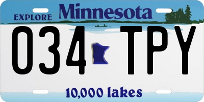 MN license plate 034TPY